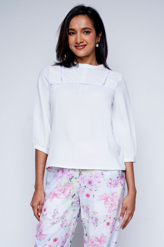 White Solid Straight Top, White, image 1